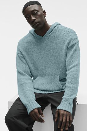 Alo | Textured Knit Hoodie in Desert Sage Grey, Size: Medium