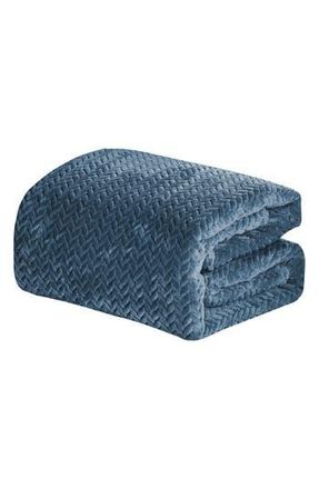 Luxury Home Braided Chevron Microplush Blanket in Navy at Nordstrom Rack, Size Queen