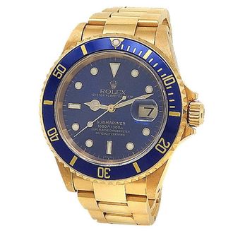 Rolex Pre-owned Rolex Submariner Automatic Chronometer Blue Dial Mens Watch 16618 BLSO