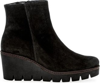 Gabor Medium Wedge Enkellaars - Dames - Sleehakken - Zwart - 42 1/2 EU - Leer - Schoenen