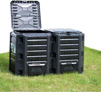 vidaXL vidaXL Compostiera da Giardino Nera 1200 L