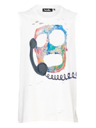 Haculla Call You Dealer skull-print top - White
