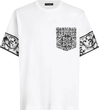 Dolce & Gabbana Tops, Heren, Wit, M, Witte T-shirts en Polos met Zak
