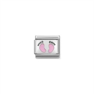 Nomination Unisex Baby Links Bracelet In Pink Footprint