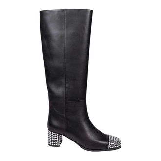 Michael Kors Schoenen, Dames, Zwart, 37 1/2 EU, Leer, Matilda Embellished Leather Boot