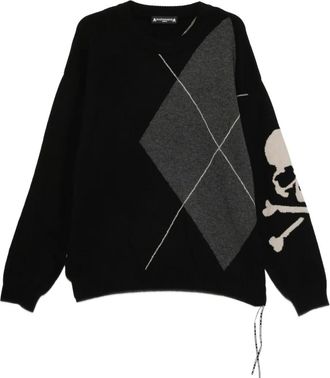 Mastermind Japan Maglione a rombi con motivo teschio - Nero
