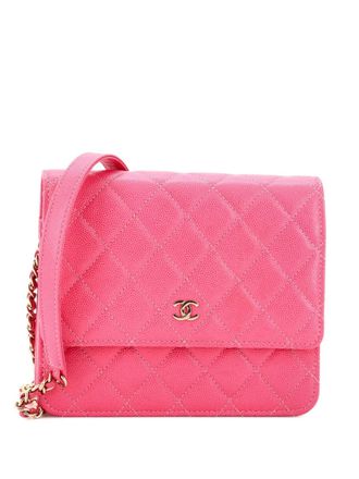 Chanel Square Wallet on Chain Quilted Caviar crossbody bag - women - Calf Leather - One Size - Pink