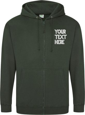Generic Personalised Workwear Logo Text Embroidered Awdis Zoodie JH050 Zipup Hoodie Workwear Multicolor Hoodie(XXL, ForestGreen)
