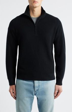Rag & Bone Joel Merino Wool Blend Half Zip Sweater in Black at Nordstrom Rack, Size Xx-Large