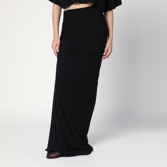 Alaia Long draped black skirt in jersey