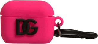 Dolce & Gabbana Ge&euml;tst siliconen Airpods-hoesje in roze - Heren - Telefoonaccessoires - Roze - ONE Size - Accessoires