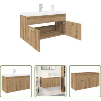 vidaXL Lavabo da incasso - Mobile Bagno Lavabo Integrato Rovere Artigianale in Truciolato