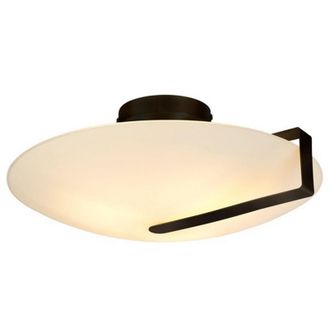 Searchlight Searchlight Sundial Plafoniera Flush Light - Metallo nero e vetro smerigliato