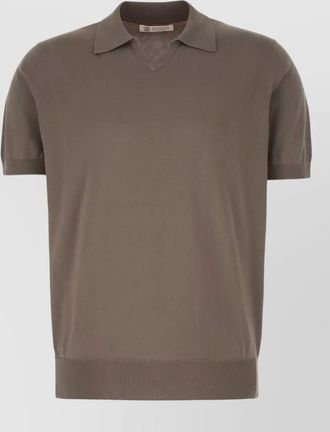 Brunello Cucinelli short sleeve polo collar knitwear ribbed hem