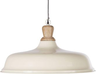 Maisons du monde L&aacute;mpara de techo de metal de color marfil y mango