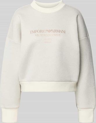 Emporio Armani Oversized Sweatshirt mit gerippten Abschlüssen in Hellgrau, Größe XL