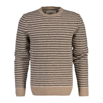 GANT Getextureerde 3-kleurige wollen trui - Heren - Truien - Beige - Maat: S Wol