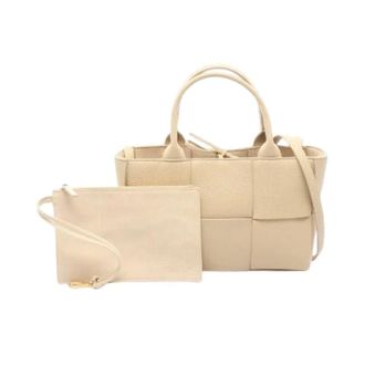 Bottega Veneta Pre-owned Mini Arco Leren 2-way Tote Bag - Dames - Pre-owned - Beige - Maat: ONE Size Leer