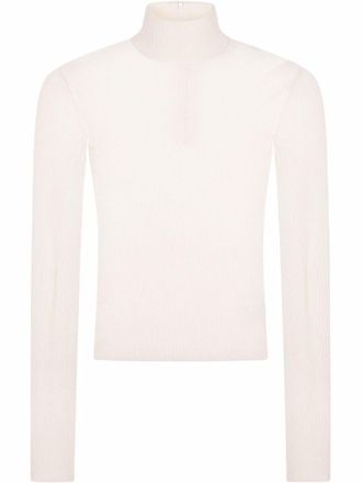 Dolce & Gabbana ribbed long-sleeve knit top - men - Nylon/Rayon/Elastane - 48 - White