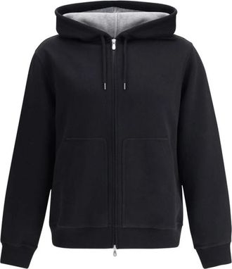 Brunello Cucinelli Monochrome Katoenen Hoodie met Rits - Heren - Vesten met rits - Zwart - L - Katoen - Hoodies & sweatvesten