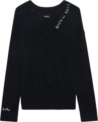 Zadig&Voltaire V-neck Kasjmier Trui - Dames - Cashmere truien - Zwart - M - Kasjmier - Truien & Vesten