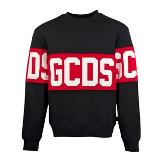 GCDS Sweatshirts, male, Black, Size: XL Logo Crewneck Sweater