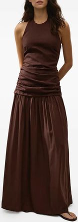 Faithfull The Brand Tali strapless jurk met ruches - Bruin