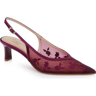 Badgley Mischka Zahra II Slingback Pointed Toe Pump in Wine Satin at Nordstrom, Size 8.5