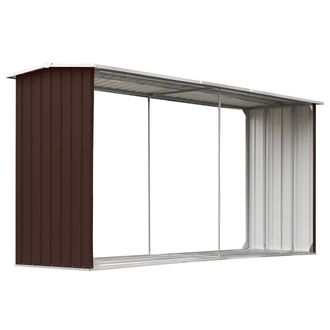 vidaXL Casetilla Para Le&ntilde;a Acero Galvanizado Marr&oacute;n 330x92x153 Cm Vidaxl
