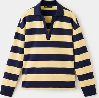 Mango Pullover righe collo polo giallo pastello - Donna - XS - MANGO