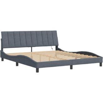 vidaXL Estructura Cama Con Luces Led Terciopelo Gris Oscuro 180x200 Cm Vidaxl