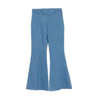 Gabriela Hearst Jeans, Dames, Blauw, S, Leer, Flared Leg Broeken