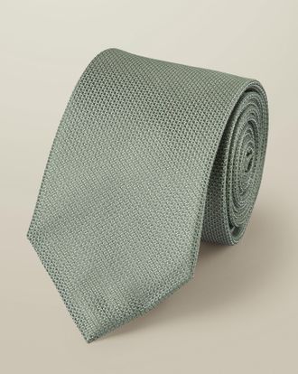 CHARLES TYRWHITT Textured Silk Tie - Sage Green Size OSFA by Charles Tyrwhitt