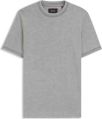 BOSS Collar-tipping T-shirt in cotton and silk