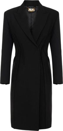 Elisabetta Franchi Jassen, Dames, Zwart, XS, Polyester, Jas in dubbellaags cr&ecirc;pe stof