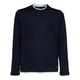 Dondup Long Sleeve Tops, male, Blue, Size: M Regular-fit crew-neck T-shirt in jersey