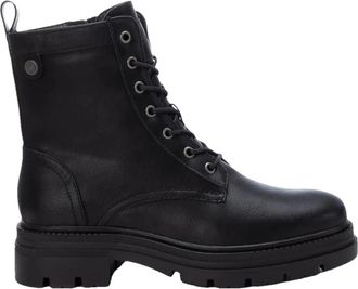 Refresh Militaire Enkellaars - Dames - Veterlaarzen - Zwart - 36 EU - Leer - Schoenen