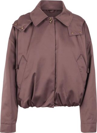 Moncler Jassen, Dames, Bruin, S, Leer, Chevreuil Korte Duchesse Donsjas