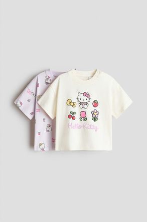 H&M 2-pack printed cotton t-shirts in Light Purple/hello Kitty at Nordstrom, Size 18M