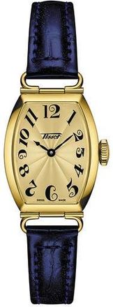Tissot Heritage Tonneau Leather Strap Watch, 22mm in Champagne /Golden at Nordstrom Rack