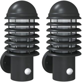 vidaXL Vidaxl - Apliques De Exterior Con Sensor 2 Uds Acero Inoxidable Negro