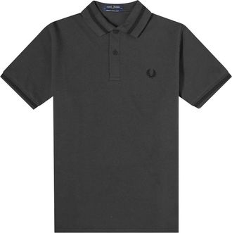 Fred Perry Mens Fred Perry Single Tipped Collar Night Green Polo Shirt - Black - Size: 36