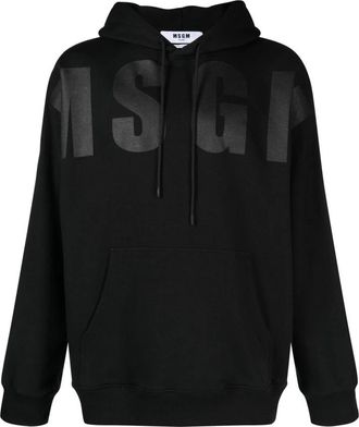 Msgm Applique Logo Hoodie - Heren - Hoodies - Zwart - S - Katoen - Hoodies & sweatvesten