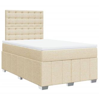 vidaXL Vidaxl - Cama Box Spring Con Colch&oacute;n Tela Color Crema 120x200 Cm