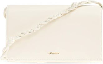 Jil Sander Accessoires, Dames, Beige, ONE Size, Leer, Tangle Wallet With Strap