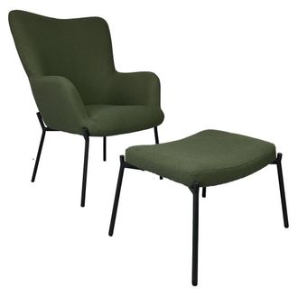 Happy Garden Sill&oacute;n de tela bouclette verde con reposapi&eacute;s