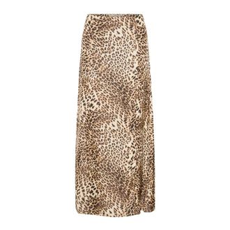 Gestuz Maxi Skirts, female, Multicolor, 2XL, Light Leopard High Waist Skirt