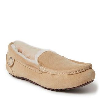 Dearfoams Fireside Mel Genuine Shearling Moccasin Slipper in Sand at Nordstrom, Size 10