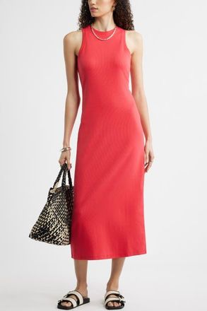 Nordstrom Stretch Cotton Microrib Tank Dress in Red Saucy at Nordstrom, Size Xx-Small
