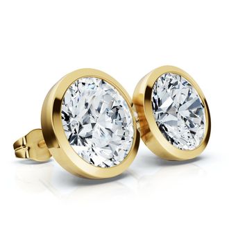 Pompeii3 Certified 6Ct TW Martini Bezel Diamond Studs 14k Gold Lab Grown